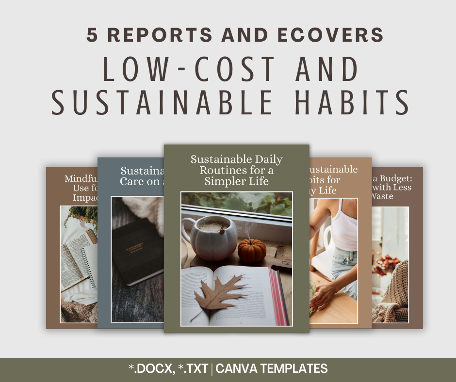 Low-Cost Sustainable Habits Reports | 5 Report Bundle