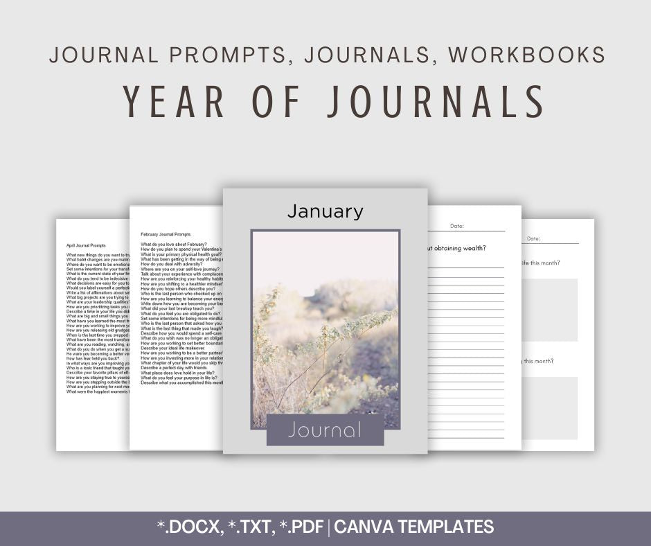 A Year of Journal Prompts and Journals