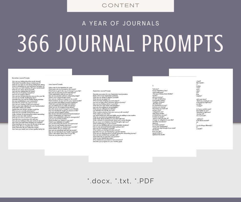 A Year of Journal Prompts and Journals