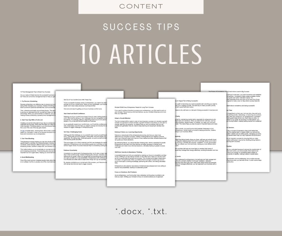 Success Tips and Habits | Content and Templates Bundle