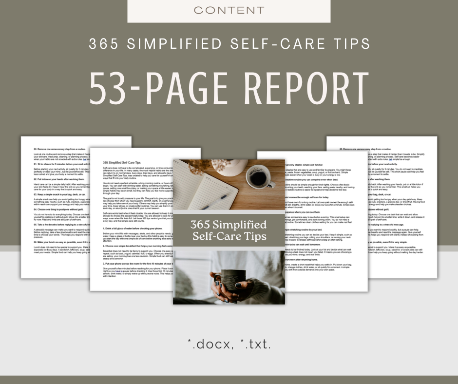 365 Simplified Self-Care Tips | Content Bundle