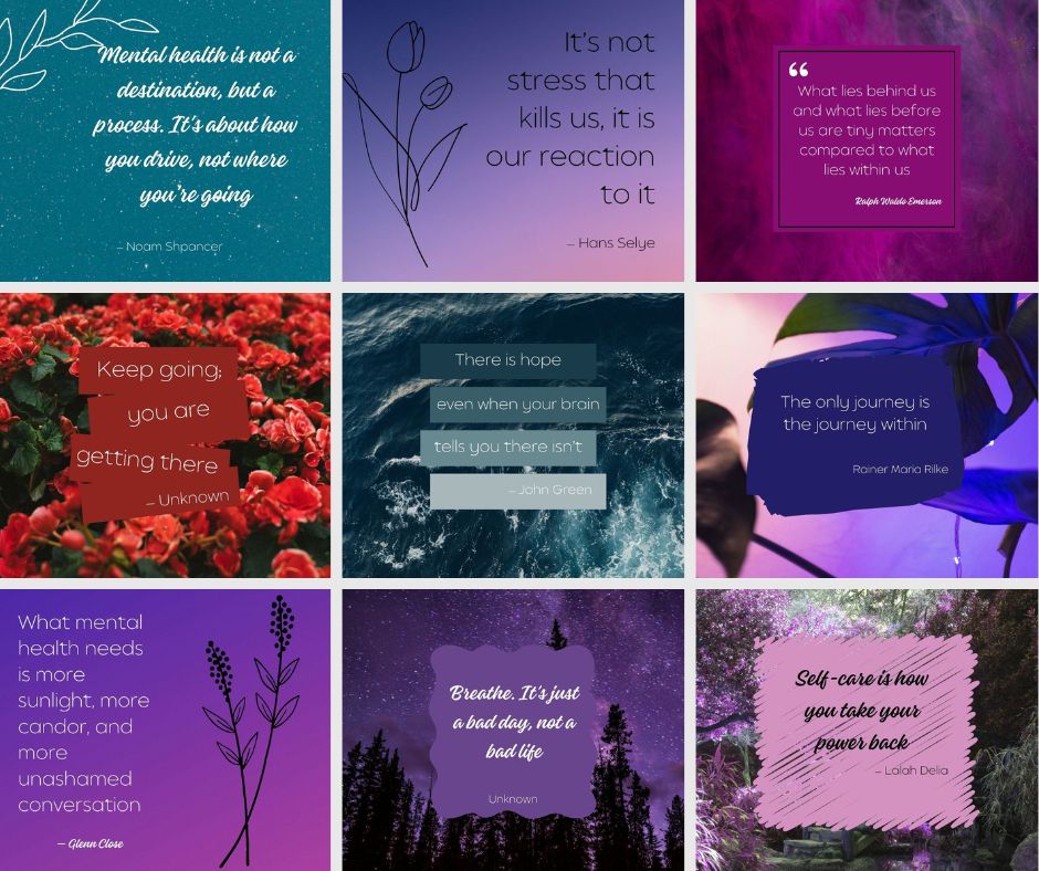 Mental Health Social Media Templates | Canva Templates