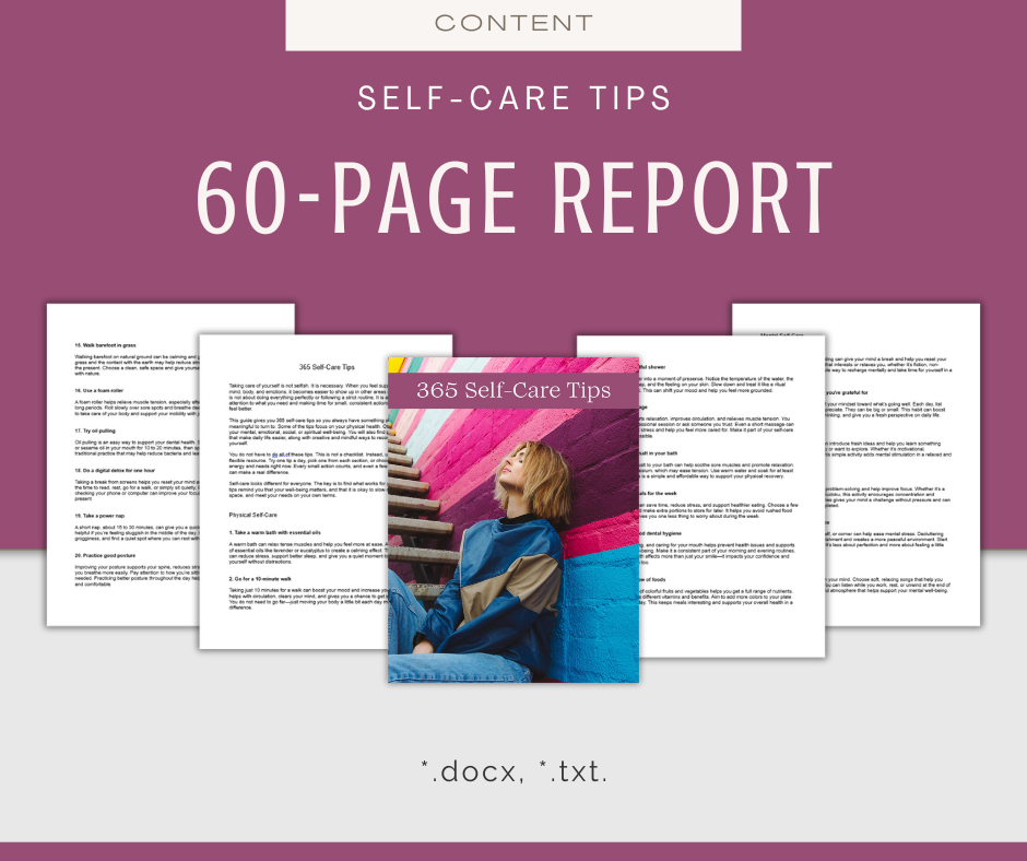 365 Self-Care Tips | Content & Templates Bundle