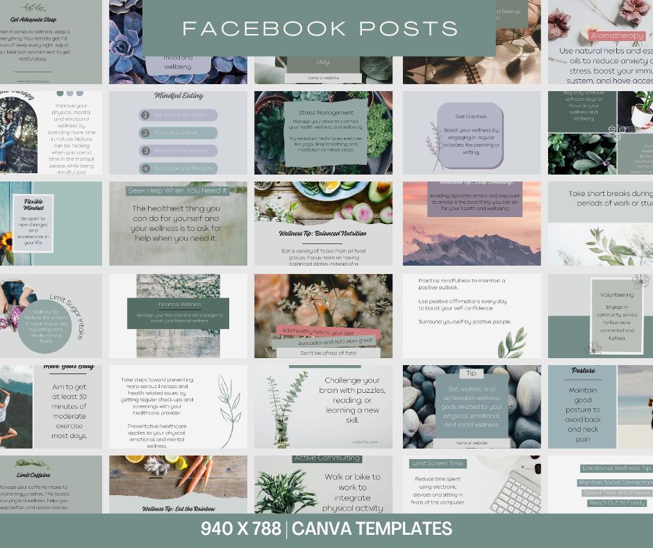 Wellness Social Media Templates | Canva Templates