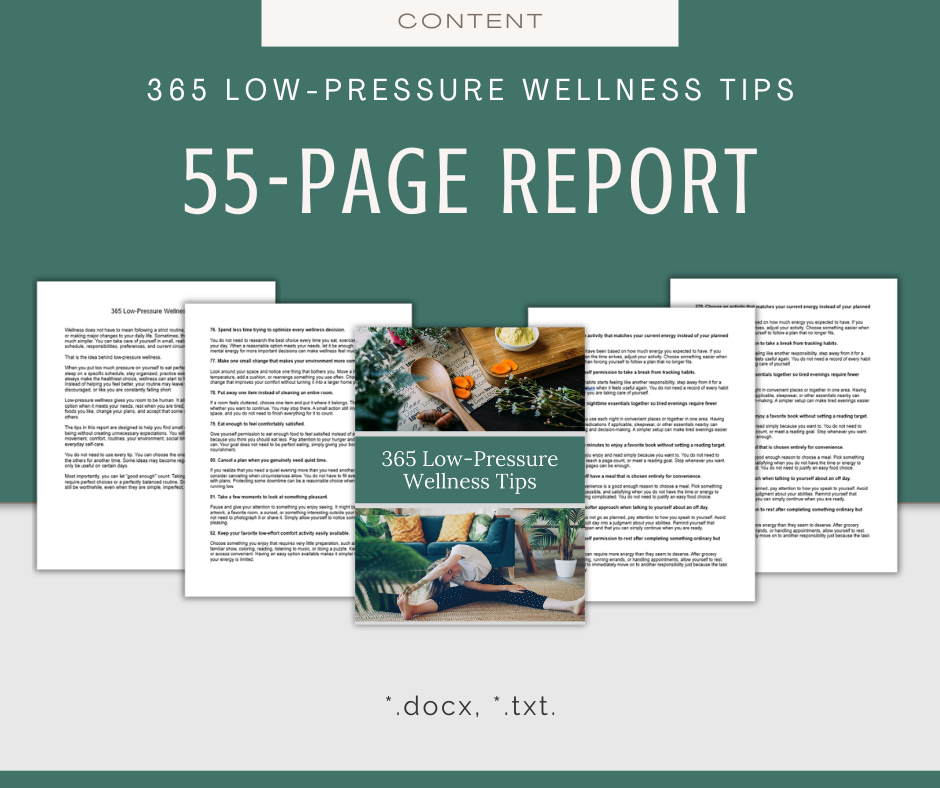 365 Low-Pressure Wellness Tips | Content Bundle