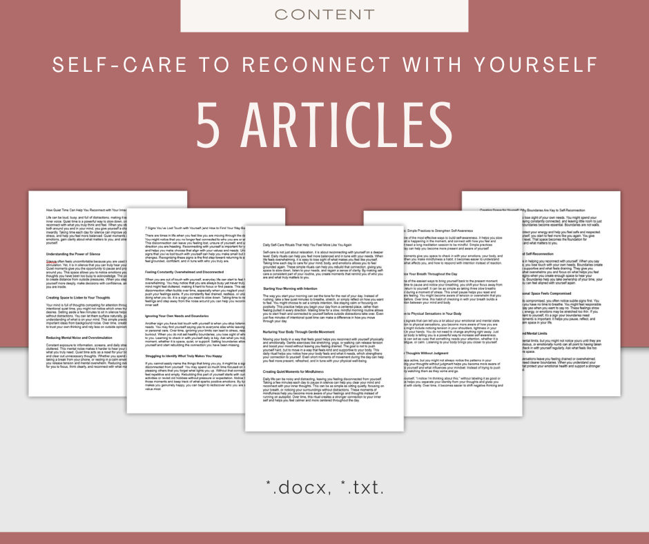 Self-Care to Reconnect With Yourself | Content & Journal Bundle