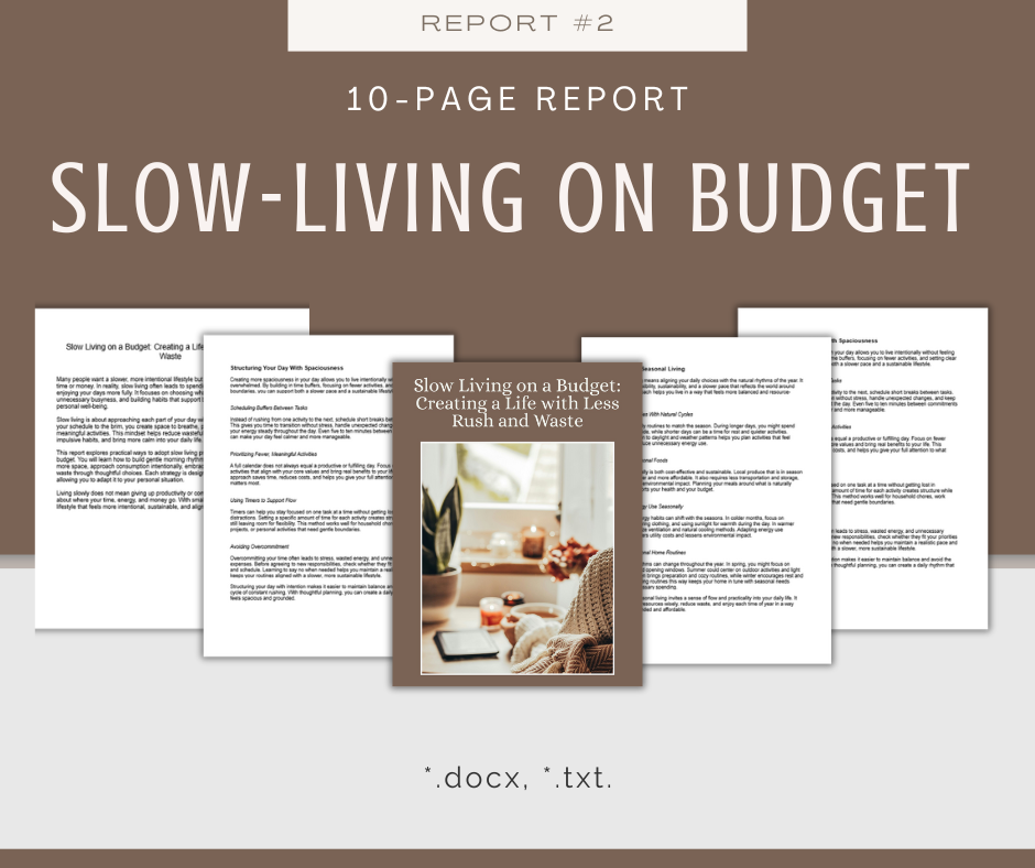 Low-Cost Sustainable Habits Reports | 5 Report Bundle