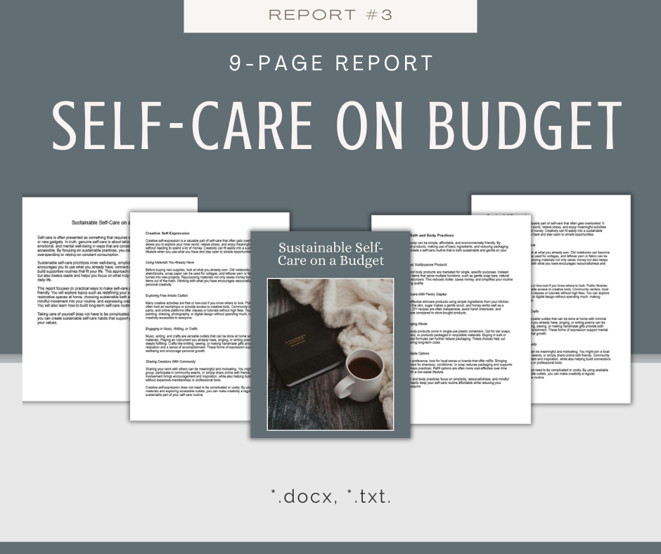 Low-Cost Sustainable Habits Reports | 5 Report Bundle