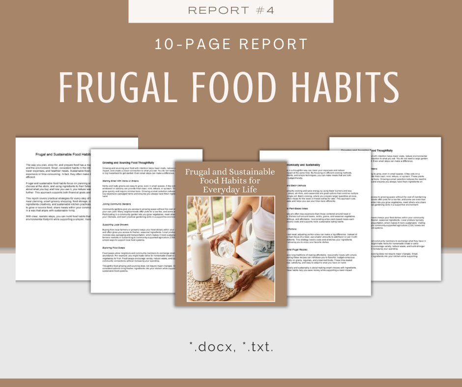 Low-Cost Sustainable Habits Reports | 5 Report Bundle