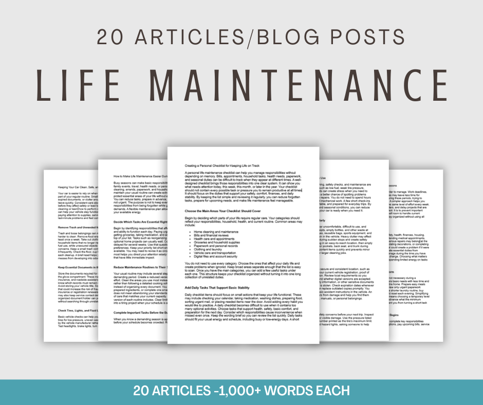 20 'Life Maintenance' Articles