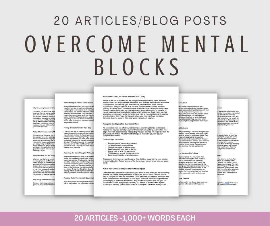 20 'Overcoming Mental Blocks' Articles