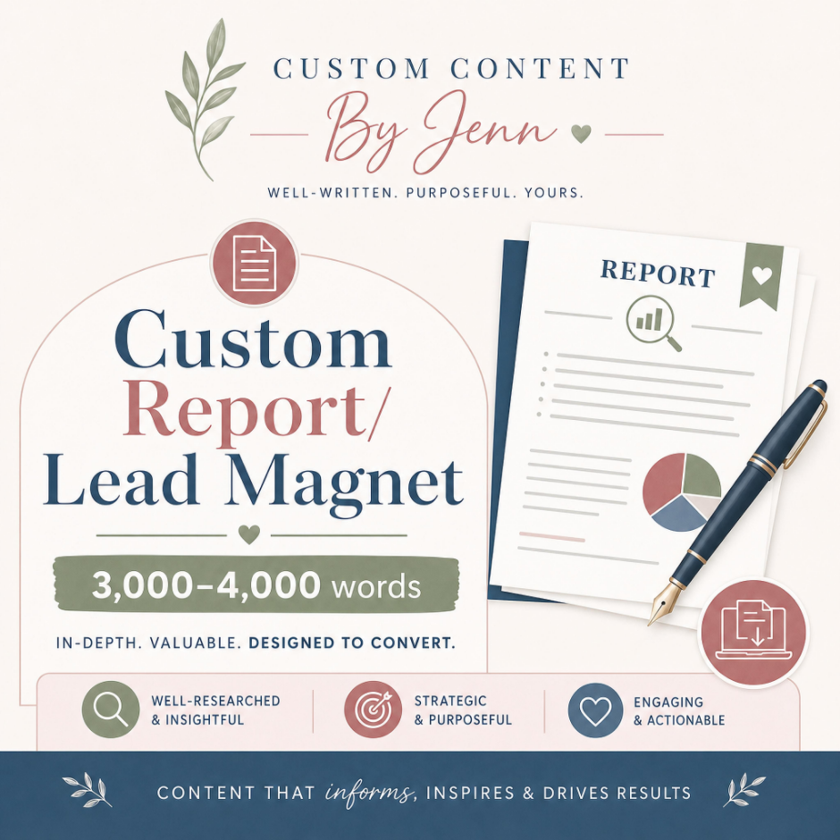 Custom Report/Lead Magnet - 3,000-4,000 Words