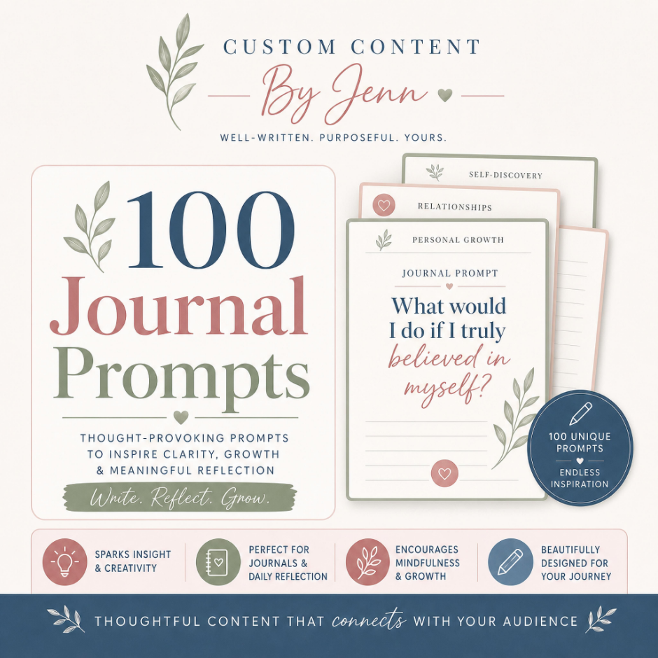 100 Journal Prompts | Custom Content