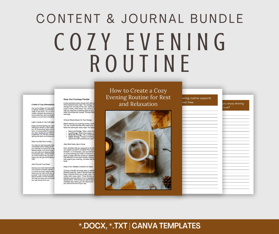 Cozy Evening Routine | Content & Journal Bundle