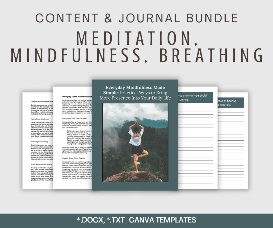 Meditation, Mindfulness, and Breathing | Content & Journal Bundle