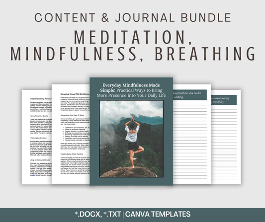 Meditation, Mindfulness, and Breathing | Content & Journal Bundle