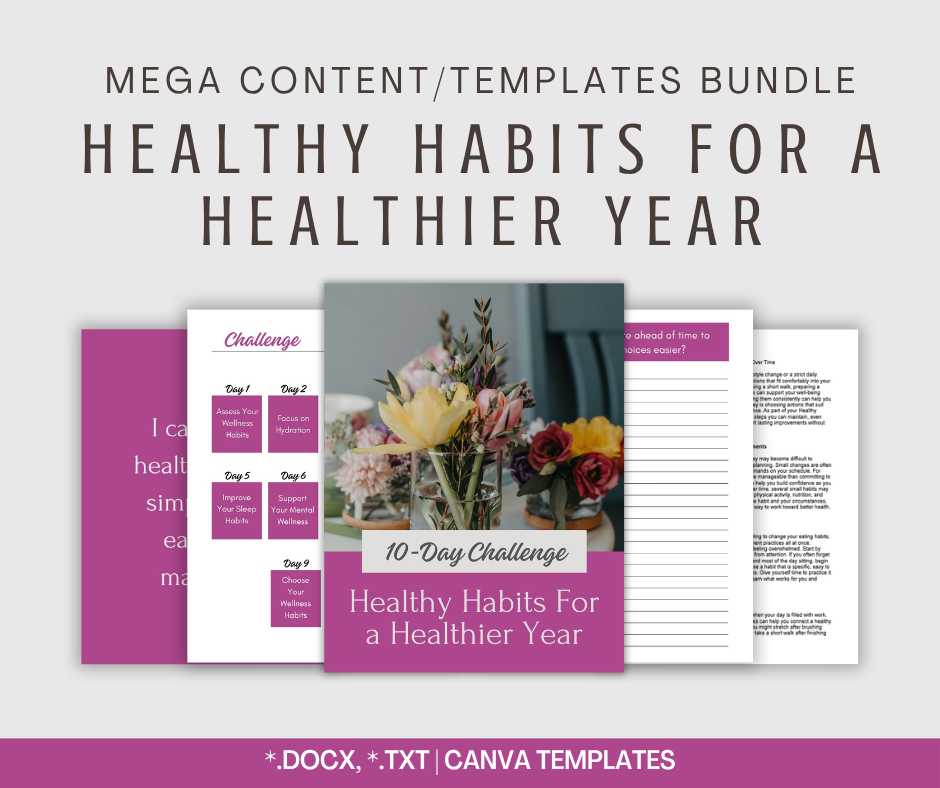 Healthy Habits For a Healthier Year | MEGA Content and Templates Bundle