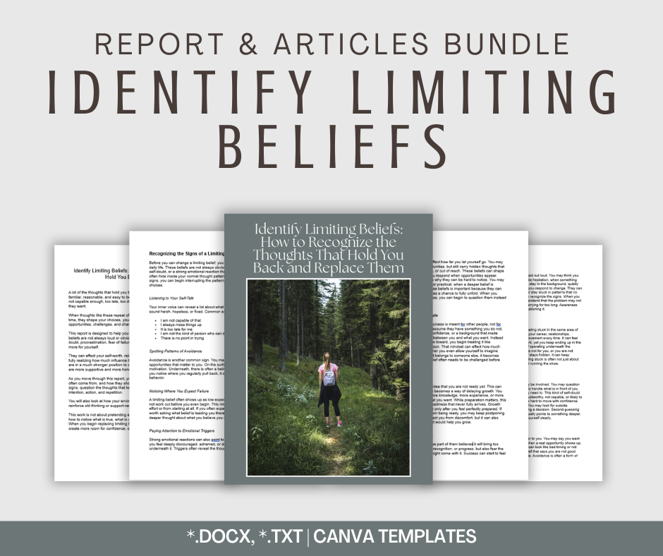 Identify Limiting Beliefs | Report & Articles Bundle