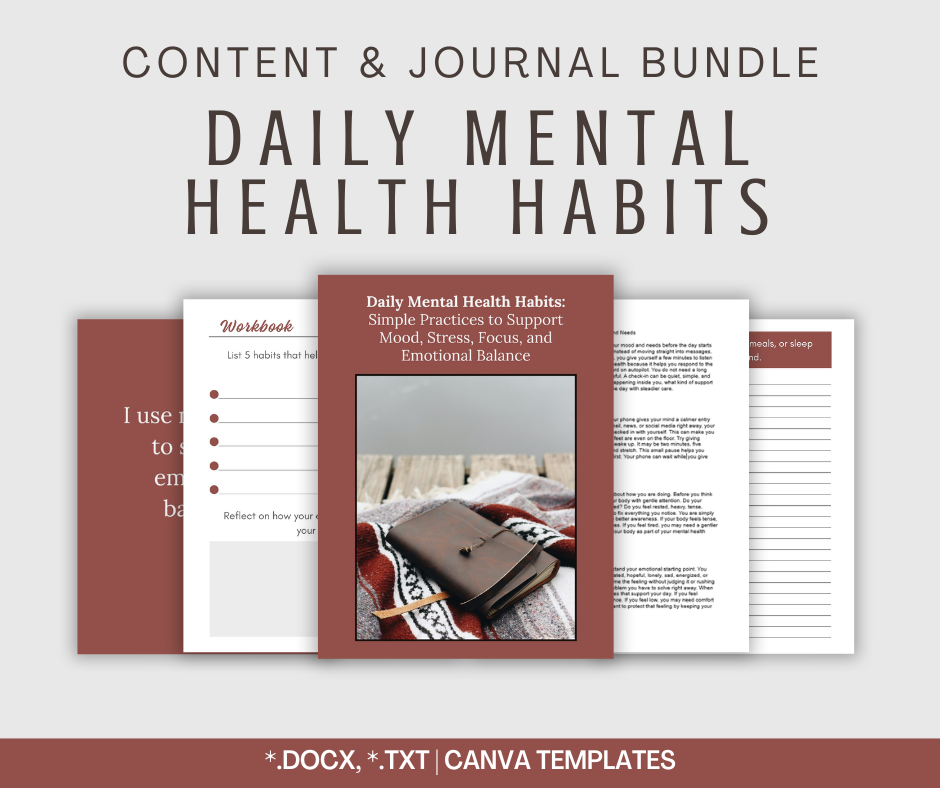 Daily Mental Health Habits | Content & Journal Bundle