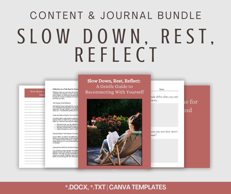 Slow Down, Rest, Reflect | Content & Journal Bundle