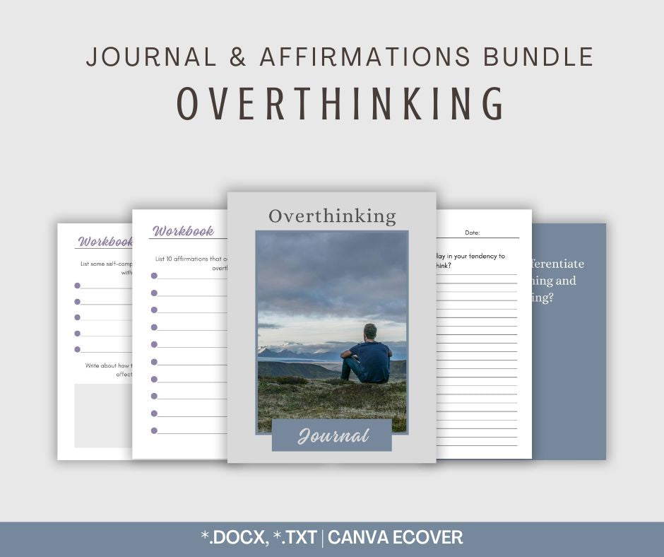 Overthinking and Rumination Journal & Affirmations Bundle Happy