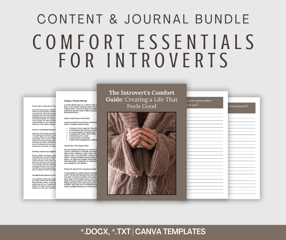 Comfort Essentials For Introverts | Content & Journal Bundle