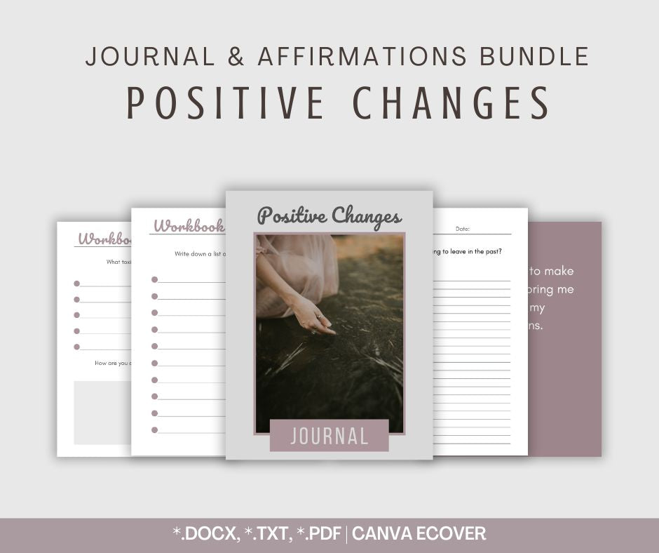 Positive Changes Journal & Affirmations Bundle – Happy Healthy Content