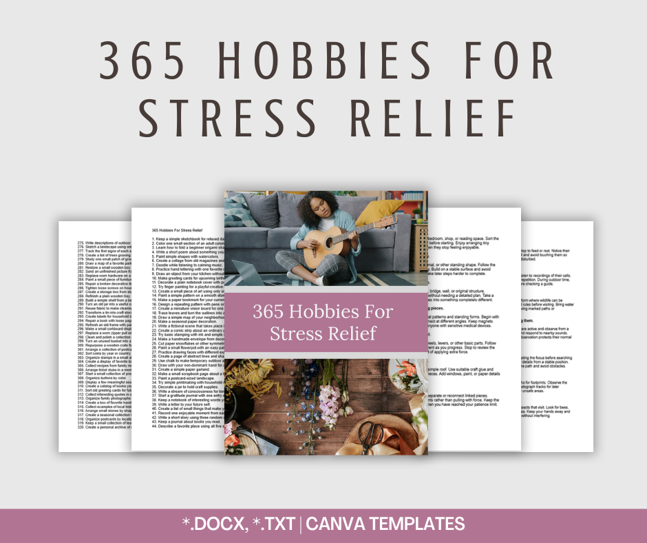 365 Hobbies For Stress Relief Tips | Content Bundle