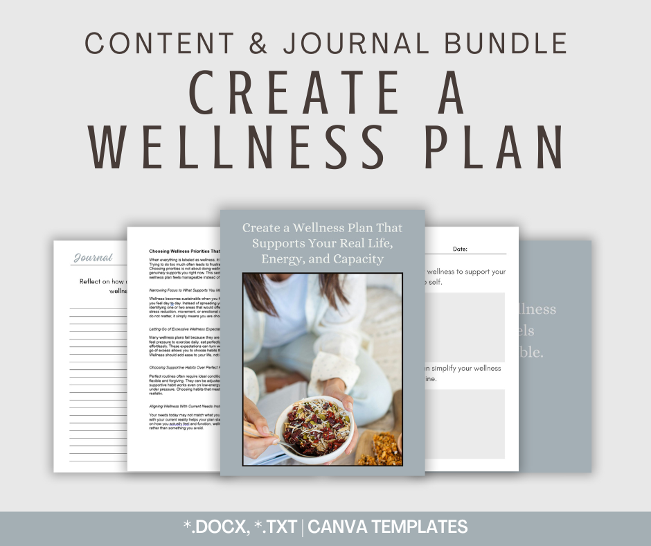Create a Wellness Plan | Content & Journal Bundle