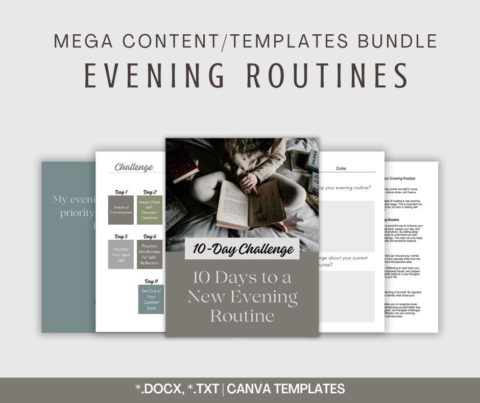 Evening Routine Diary Evening Routines | MEGA Content and Templates Bundle โ Happy Healthy ...