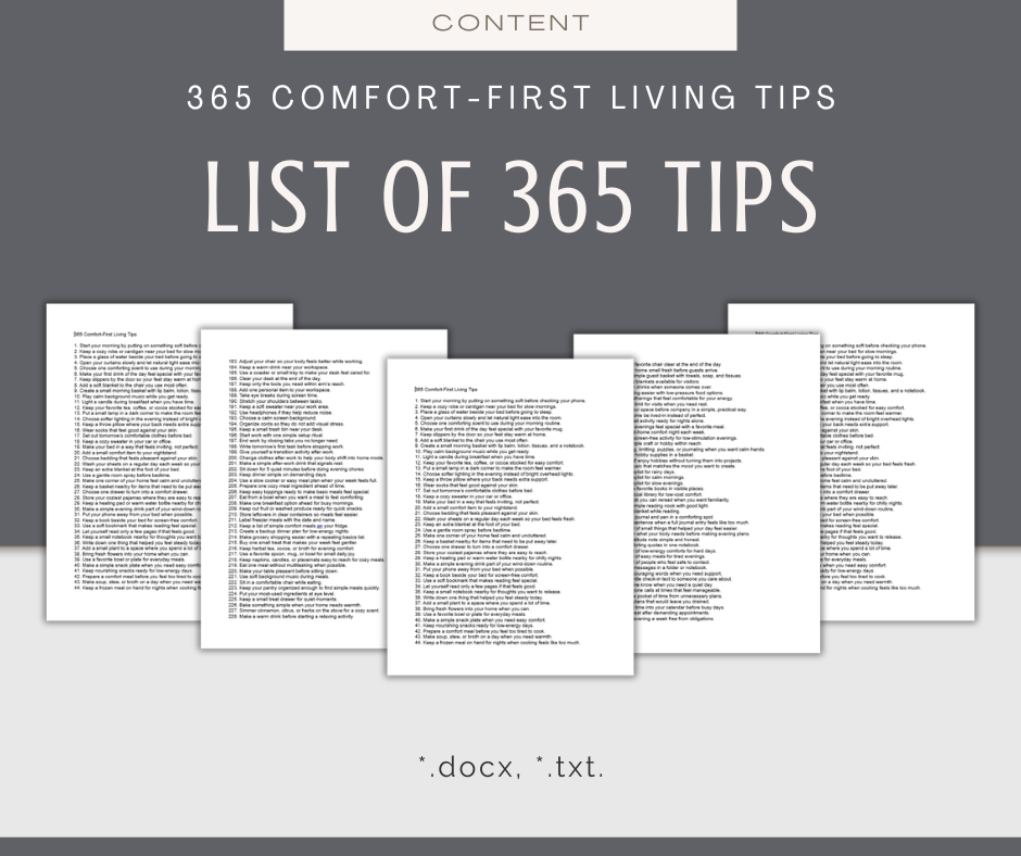 365 Comfort-First Living Tips | Content Bundle