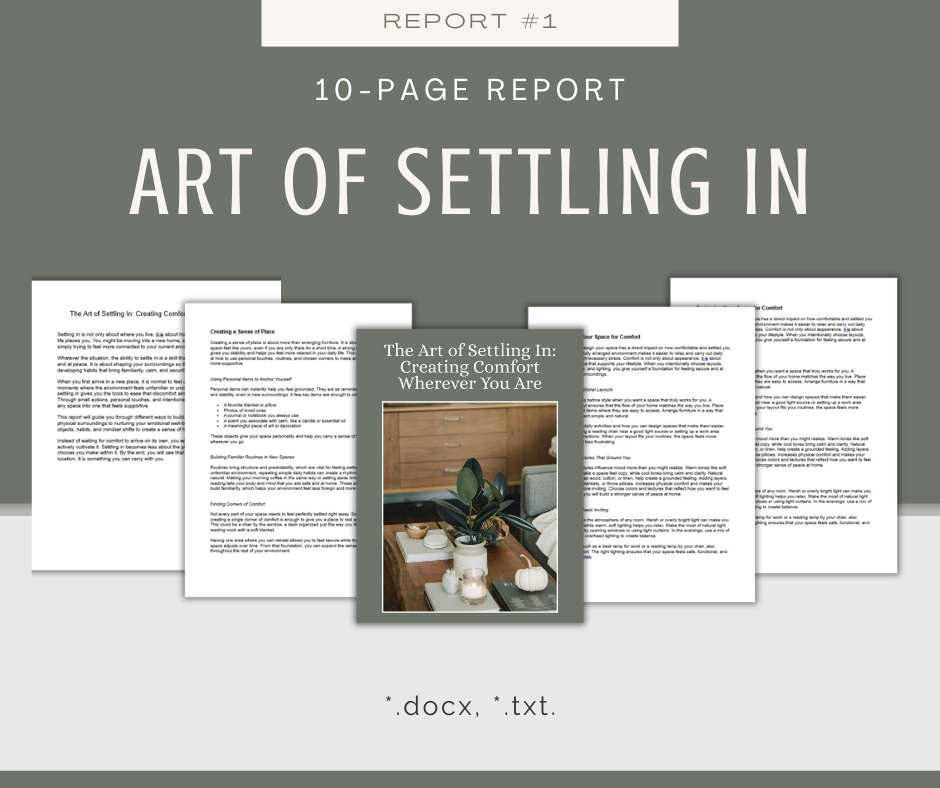 Settling In and Comfort Living Reports | 5 Report Bundle