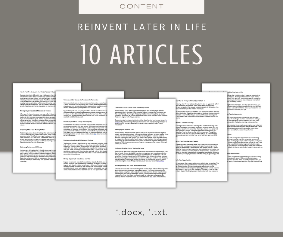 Reinvent Yourself Later in Life | MEGA Content and Templates Bundle