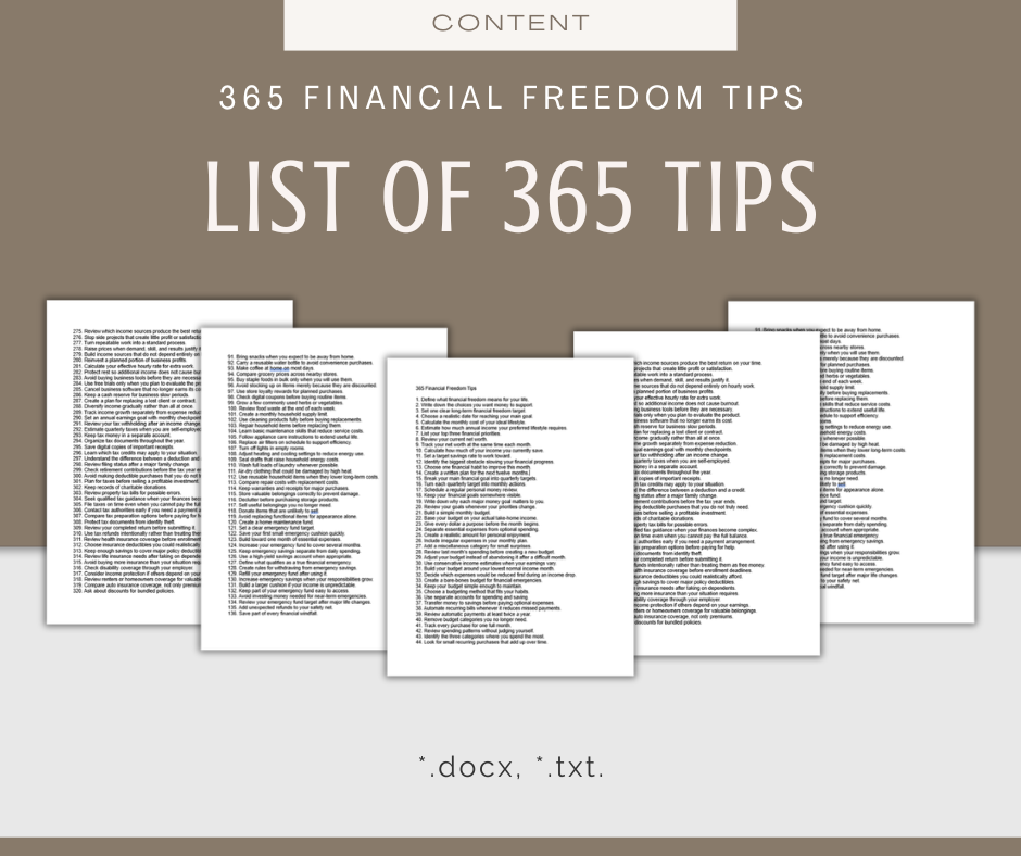 365 Financial Freedom Tips | Content Bundle
