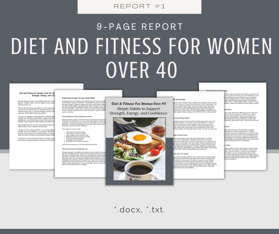 Diet and Fitness For Women Over 40 Reports | 5 Report Bundle