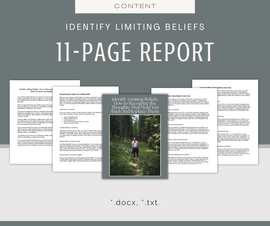 Identify Limiting Beliefs | Report & Articles Bundle