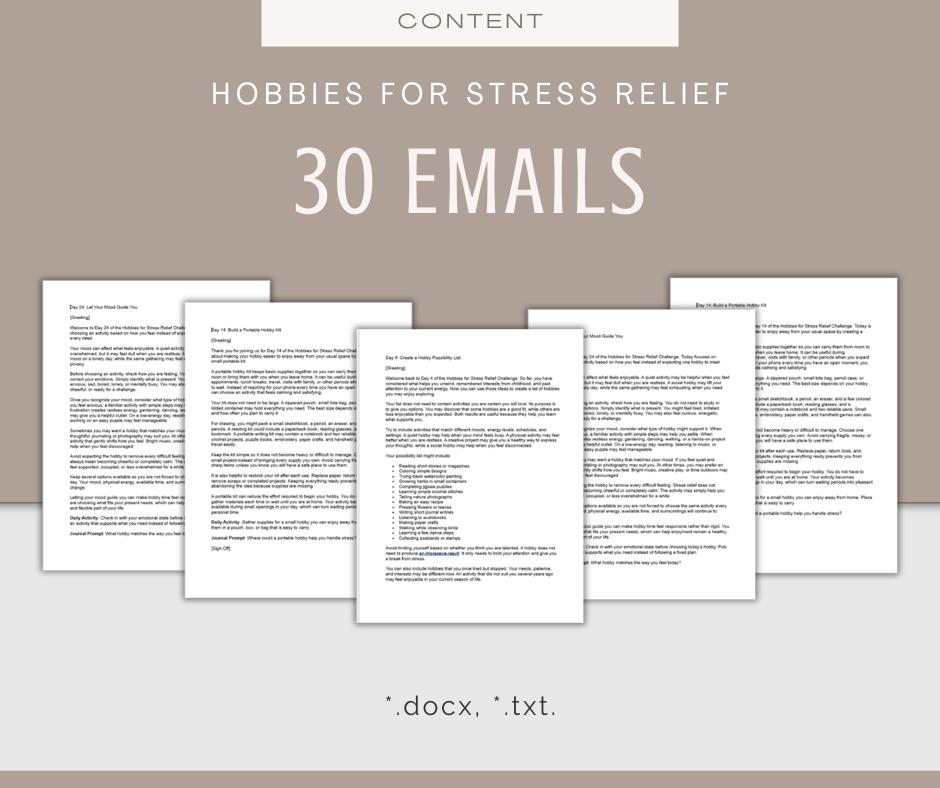 30-Day 'Hobbies For Stress Relief' Challenge