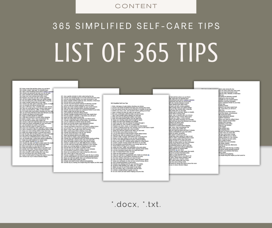 365 Simplified Self-Care Tips | Content Bundle