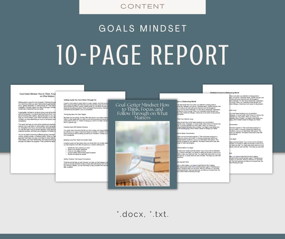 Goals Mindset | Report & Articles Bundle