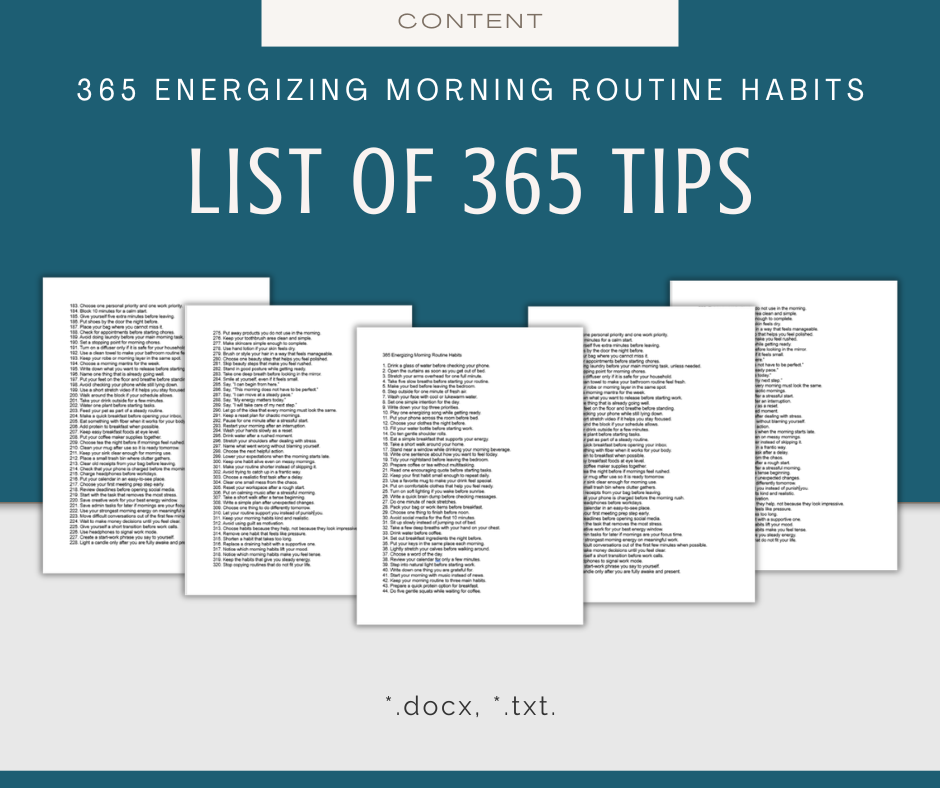 365 Energizing Morning Routine Habits | Content Bundle