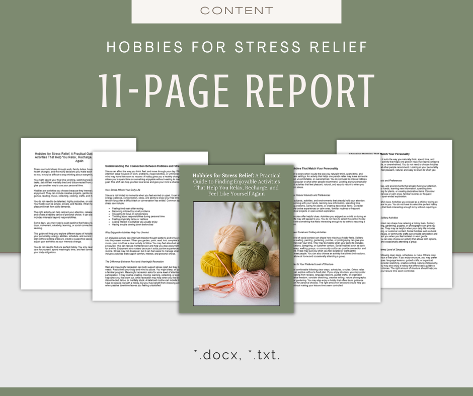 Hobbies For Stress Relief | Content & Journal Bundle