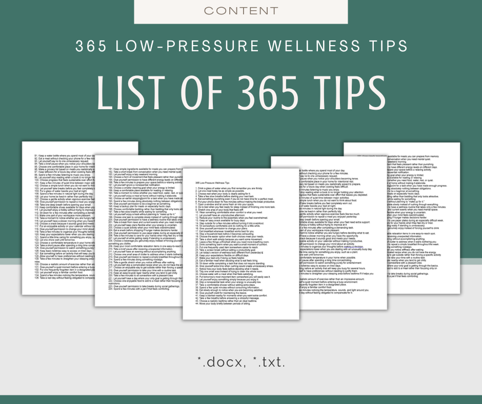 365 Low-Pressure Wellness Tips | Content Bundle