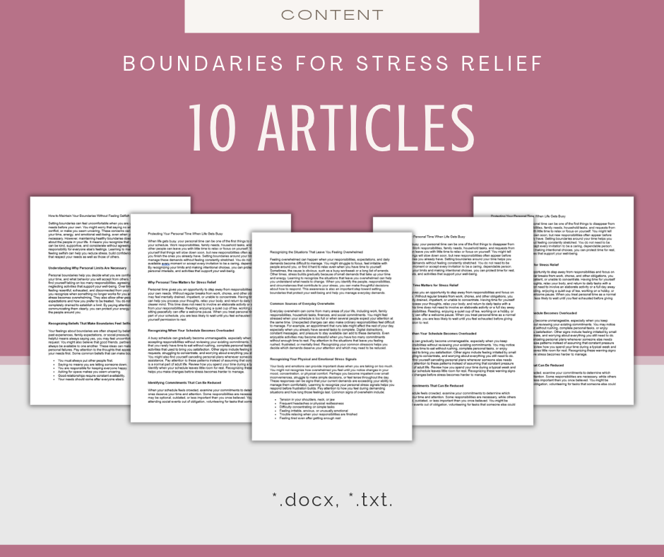 Setting Boundaries For Stress Relief | MEGA Content and Templates Bundle