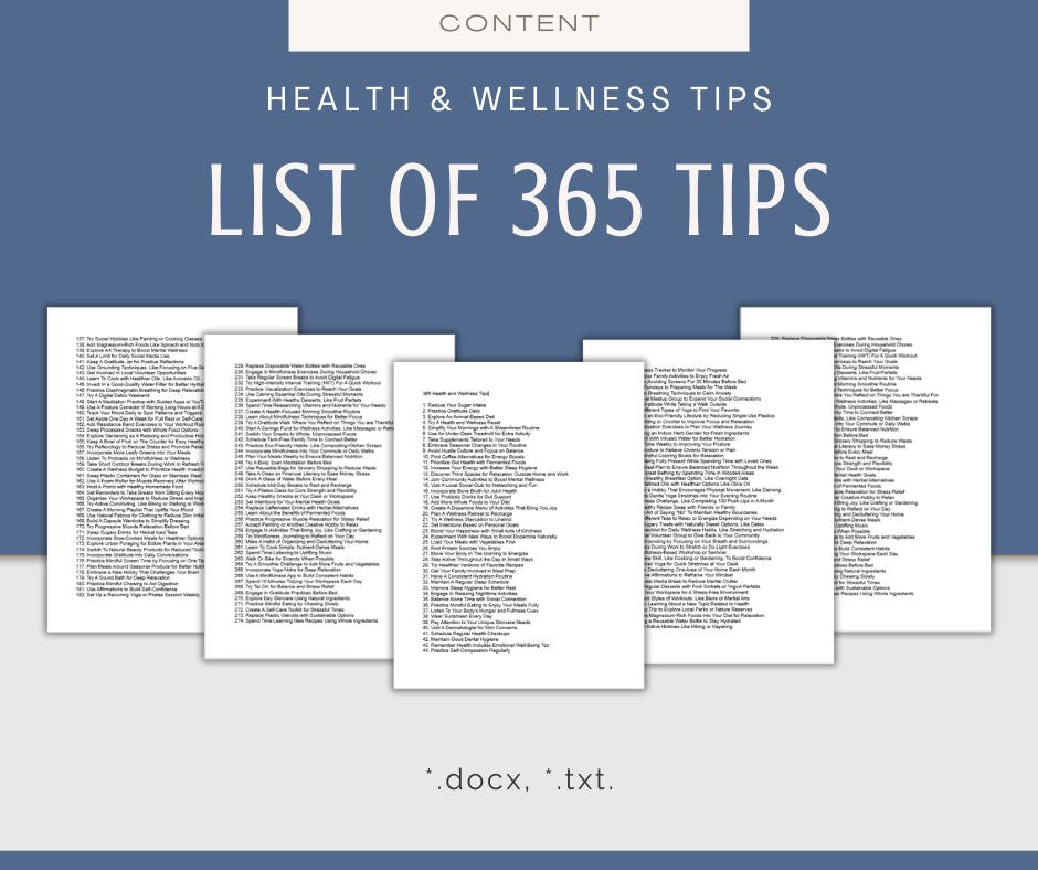 365 Health and Wellness Tips | Content & Templates Bundle