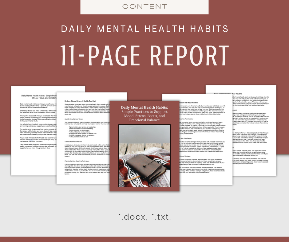 Daily Mental Health Habits | Content & Journal Bundle