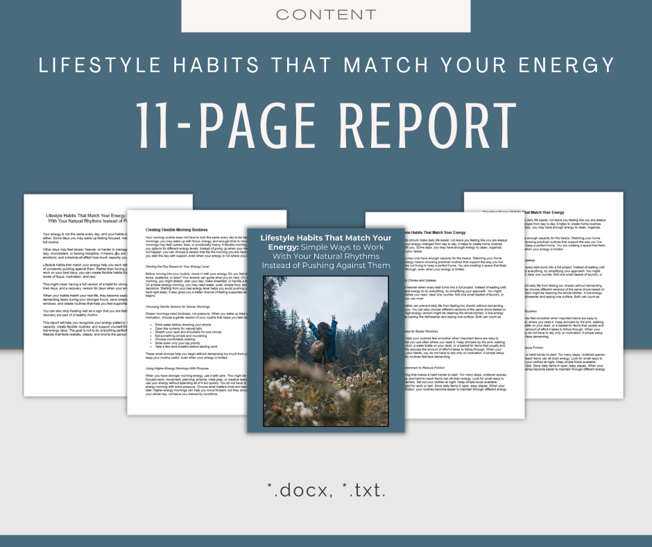 Lifestyle Habits That Match Your Energy | Content & Journal Bundle