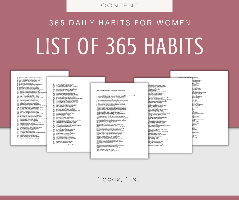 365 Daily Habits For Women's Wellbeing | Content Bundle