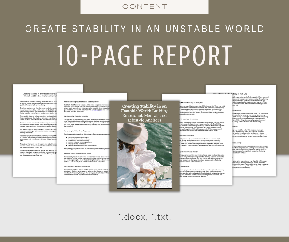 Create Stability in an Unstable World | Content & Journal Bundle