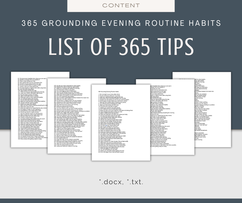 365 Grounding Evening Routine Habits | Content Bundle
