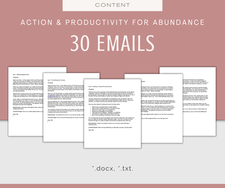 30-Day Aligned Action and Productivity For Abundance Challenge